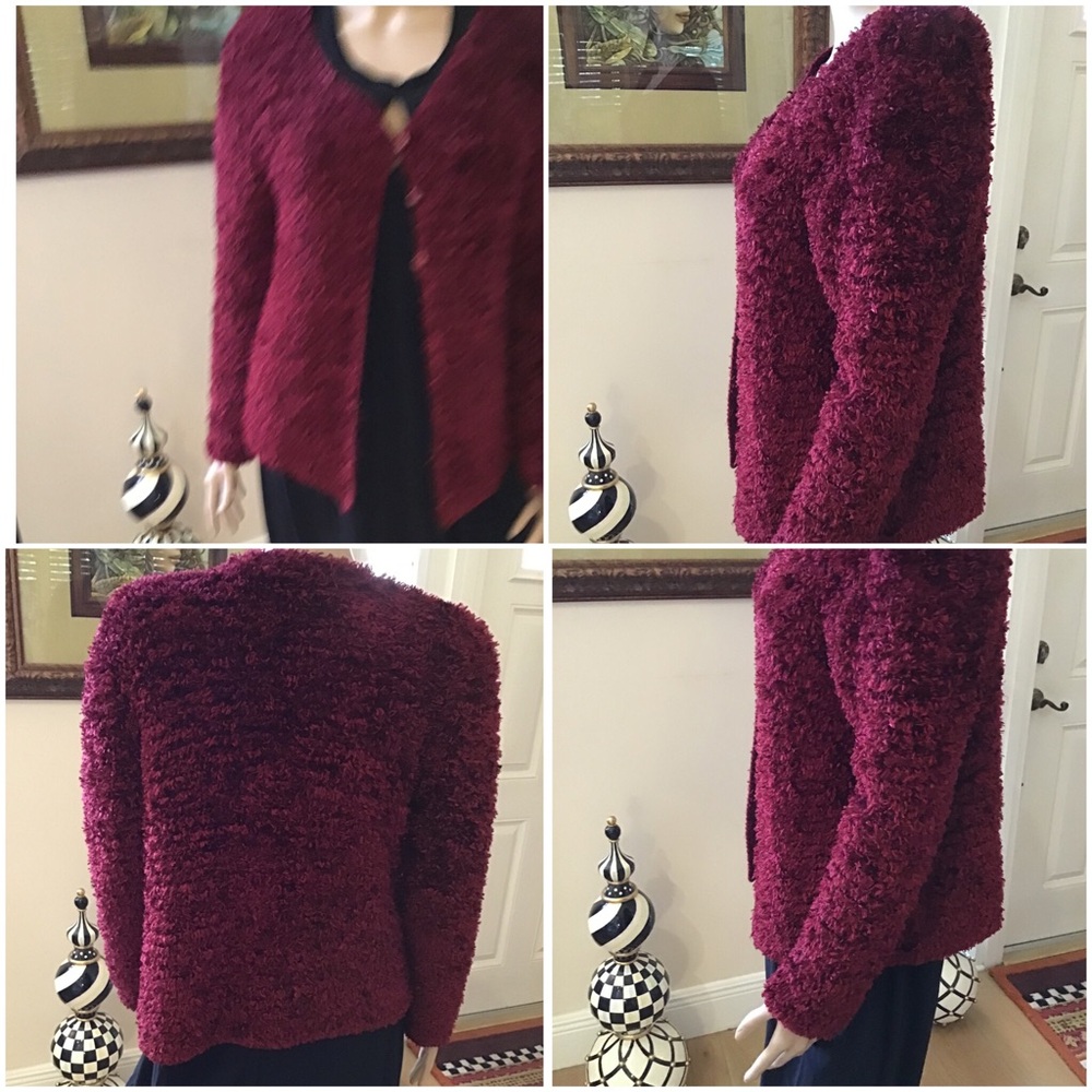 Burgundy Textured Women's Sweater - Picture 2 of 3